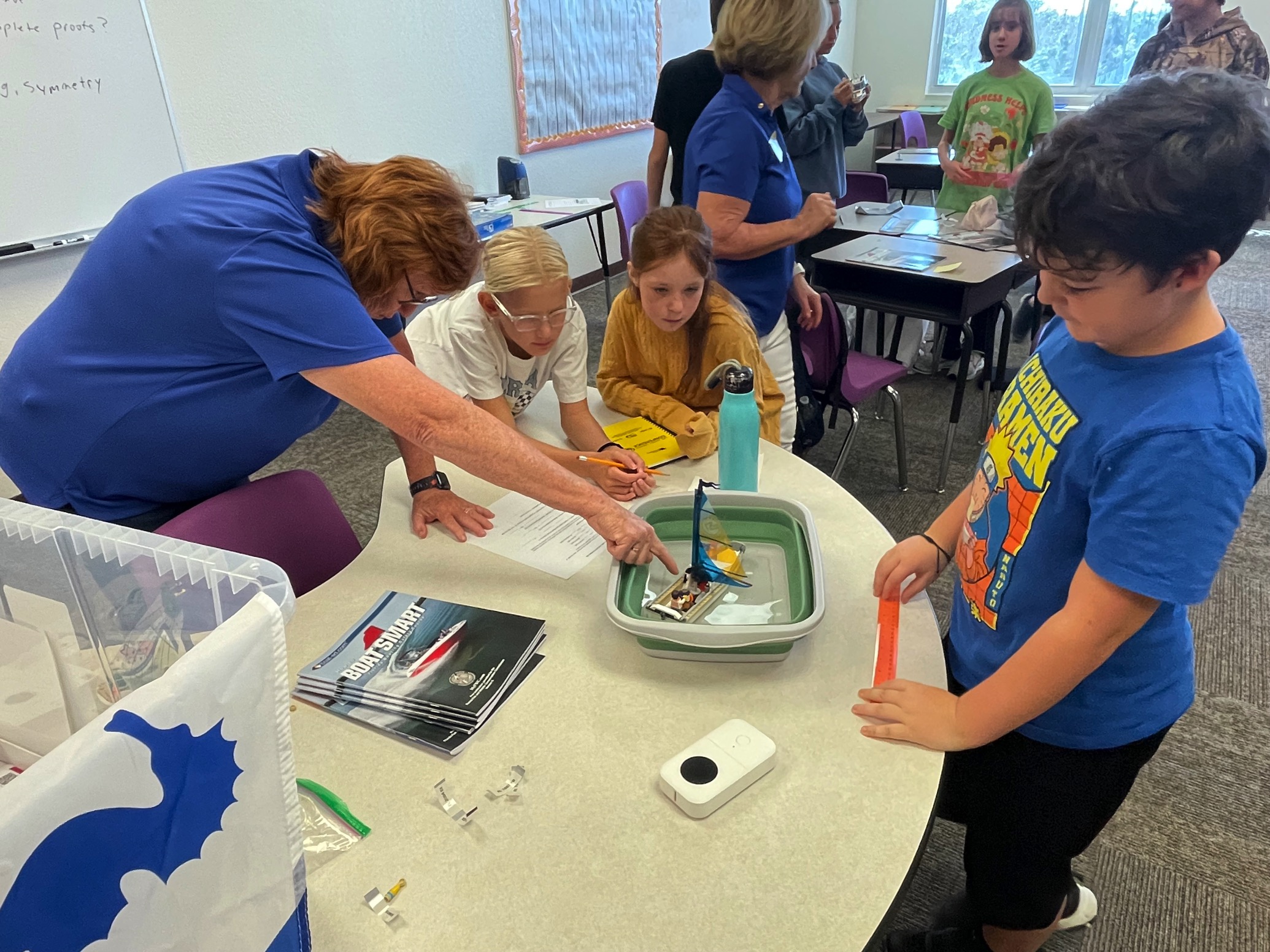 Instructor demonstrating sail training to Sanibel School students